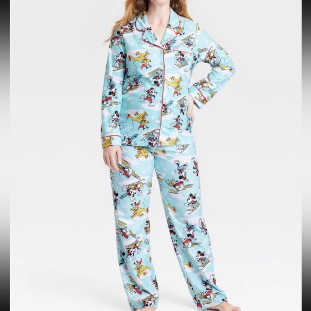 Women's Disney 100 Mickey Mouse & Friends Matching Family 2pc Pajama Set Holiday